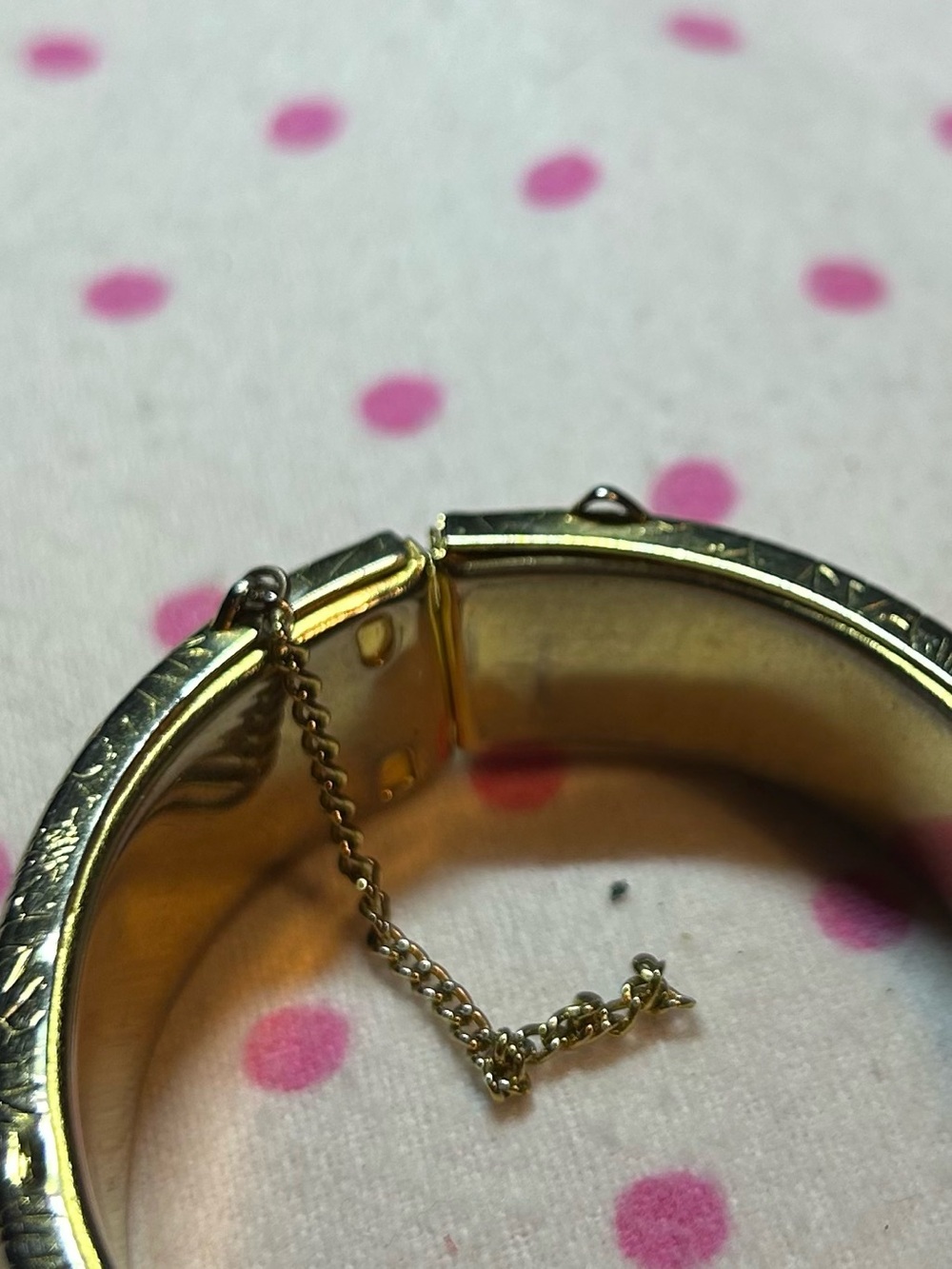 Gold-Tone Etched Hinged Bangle Bracelet - Picture 3 of 4